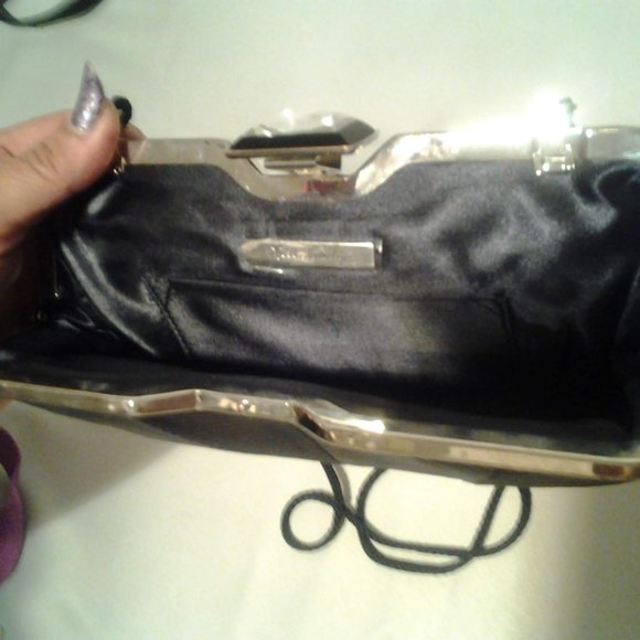 Kate Landry Satin Metal frame Clutch Purse Handbag - Picture 2 of 4